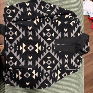 Old Navy Black and Cream Patterned Fleece Jacket